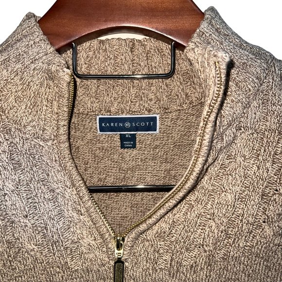 #02- NWT Karen Scott Chestnut 1/4 Zip Sweater-XL - Picture 4 of 4
